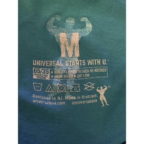 Universal USA Tank Top Womens Medium Blue Cropped Graphic Gym Fitness Muscle - Picture 5 of 5